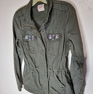 Candies olive green utility jacket with rhinestone
